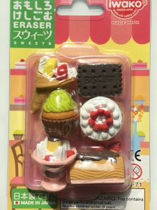 IWAKO ยางลบ 3D ตัดแต่งรูปสัตว์และสิ่งของ ลายเค้กวันเกิด ขนม พุดดิ้ง ลายการ์ตูน สีสันสดใส เหมาะสำหรับนักเรียนและผู้ที่ทำงานในออฟฟิศ
