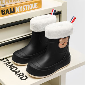 Adorable Japanese Style Childrens Rain Boots Waterproof Bear Design Outdoor Shoes for Boys And Girls Toddler to Teen Size