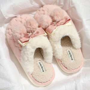 Dép Bông Mùa Đông Cho Nữ Đế Dày Chống Trượt Lông Cừu Ấm Áp Thoải Mái Cho Nữ Mùa Đông