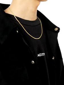 KALUNG TITANIUM PRIA WANITA GEPENG GOLD MODEL HIP HOP KOREA