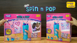 Imagimake Spin n Pop DIY Bracelet Making Kit |Patented Electric Bracelet Maker|Create 10 Unique Bracelets with Shiny Foil Beads Alphabet Beads & Clasps | Gifts Ages 8-12