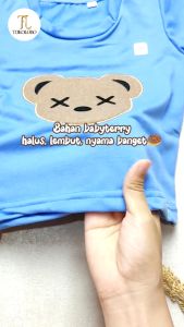 Setelan Baju Anak Laki Laki Perempuan Tangan Pendek Celana Pendek Bordir Bear Terstandarisasi SNI