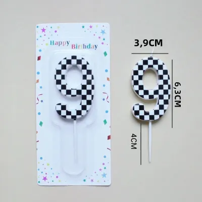 Bộ Nến Số 0-9 Đen Trắng Dùng Trang Trí Bánh Sinh Nhật Nến Số Dạng Lưới Số