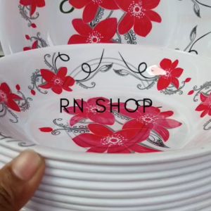 12 PCS PIRING MELAMIN TEBAL ULIR HUGICO 9 INCH MELAMIN MOTIF TERLARIS