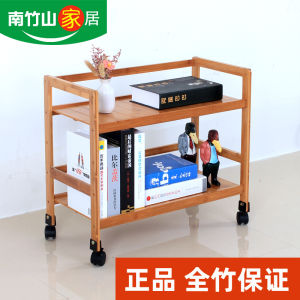 ชั้นวางของเคลื่อนย้ายได้ชั้นหนังสือมีล้อสำหรับห้องรับแขกห้องนอนรถเข็นขนาดเล็กชั้นวางข้างเตียงชั้นเก็บของไม้ไผ่สำหรับใช้ในบ้าน