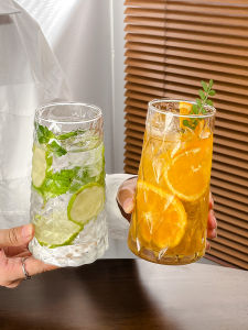 Diamond Fruit Tea Glass Cup Summer Popular Beverage Cup Ice American Coffee Juice Transparent Glassware for Universal Use