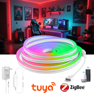 2/3/5m Popular Zigbee RGB Controller Tuya APP Remote Control LED Neon Strip Lights for Room Romantic Atmosphere Deocrative Lamp