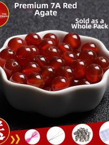 Natural Red Agate Loose Beads DIY Jewelry Accessories Handmade Crystal Bracelet Necklace Semi-Finished Product Beads