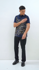 AMK Kemeja Batik Pria Lengan Pendek SHB Aphi Ss Blue