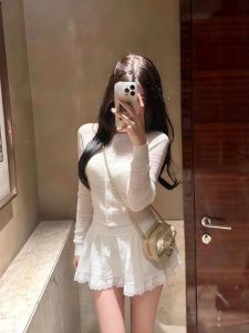 CHANGTONG | Attractive Knit Top and Skirt Set