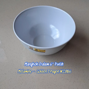 Mangkok Dalam 6" Putih Melamine - Golden Dragon W2806