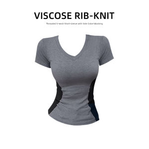 JIFANPAUL | Sweet and Spicy Contrast V-neck Slim Fit Womens T-Shirt