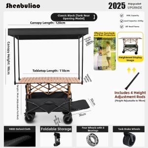 SHIHAOZE | Portable Folding Camping Cart for Outdoor Picnics and Markets with Lying Space for Kids