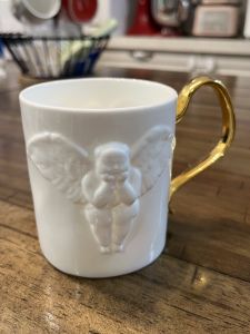 แก้วกาแฟกระดูกพร้อมลวดลายรูปนางฟ้า ทอง หรูหรา ทำมือ ดีไซน์เรียบง่าย แก้วกาแฟสไตล์ยุโรป ของขวัญวันเกิด