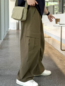 Quần Dài Ống Đứng Màu Nâu 2025 Mùa Hè Quần Dài Thường Ngày Cho Nam Và Nữ Cạp Chun Mỏng Đơn Giản Quần Dài Công Sở