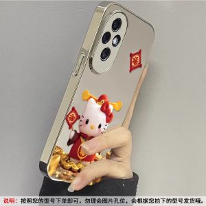Honor 400 Phone Case New Year Creative Cartoon Lucky Cat KT Cat Full Cover Fashionable Girls Heart Electric Plating Hard Shell