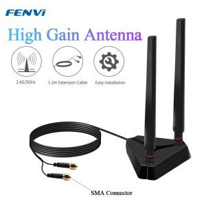 Fenvi | FENVI Extended Base Antenna High Gain Dual Band 2.4G/5Ghz For AX210 AX200 9260 WiFi Card Desktop PCIe Adapter Wireless Router AP