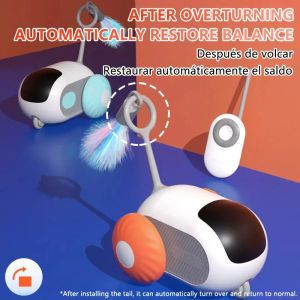 Turbo Tail Cat Toy Three Modes Interactive Electronic Smart Cat Toy Remote Control & USB Rechargeable Automatic Moving Cat Exercise Toy for Indoor Cats Kittens