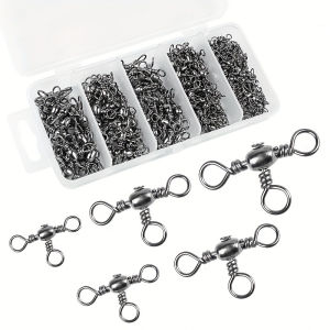 3-Way Fishing Swivel Connectors Tangle-Free T-Shape Crossline Barrel Swivel Rings Fishing Line Connector for Fresh/Salt water