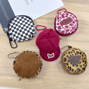 Cute Leopard Print Coin Purse Creative Children Mini Card Holder Storage Wallet Lanyard Makeup Lipstick Storage Bag Phone Case Accessory