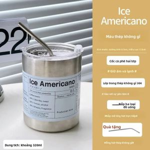 Cốc Giữ Nhiệt Bằng Thép Không Gỉ Di Động - Cốc Cà Phê Cách Nhiệt Bình Nước Chống Rò Rỉ Cho Đồ Uống Văn Phòng Và Trường Học