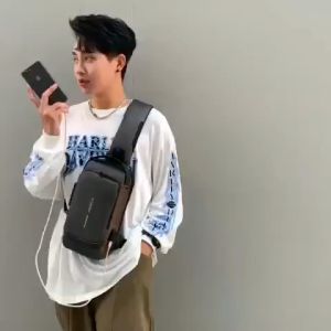 2023 Man Shoulder Bag USB Crossbody Bag Anti Theft Lock Bag Waterproof Sling Bag Chest Bag Travel Beg Silang Lelaki