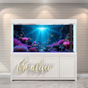 Stiker Background Aquarium Vinyl Premium Tahan Air - Coral Dreamscape (CD)