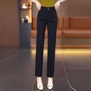High Waist Straight Leg Suit Pants for Women Spring Autumn Professional Casual Slimming Trousers Long Pants Other Material