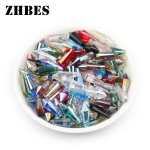 AB Color Glass Spacer Long Cone Waterdrop Shape Austrian Crystal Loose Beads 6*15MM 50pcs For DIY Jewelry Making Bracelets