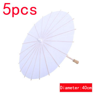 40CM 1/3/5/10pcs White Paper Parasol Umbrella for Wedding Party Favor DIY Bamboo Umbrellas for Bridal Summer Beach Photo Props