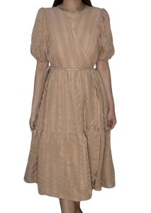 Moira Tie Wrap Midi Dress Short Sleeves Adjustable Casual Office Event Layer Dress