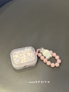 Early Spring Pink Small Floral Rabbit for Apple Wireless Bluetooth AirPods Pro1 Generation 2 Generation 3 Generation Headset Protective Cover