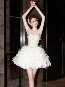 Engagement Dress Morning Gowns Womens Bridal Short Mori Style Classy Light Luxury Minority Flower Strap Wedding Dress Adult Wedding