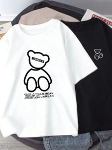 เสื้อยืดคอกลมแขนสั้นผ้าฝ้ายแท้สีขาวสำหรับเด็กชายและเด็กหญิง ฤดูร้อน 2023 เสื้อผ้าเด็กผู้ชายและผู้หญิงสไตล์เกาหลีหลวมๆ ทันสมัย