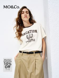 MO&Co. | Long Staple Cotton Speckled Print Retro Colorblock T-Shirt