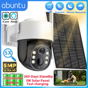 5MP Outdoor Solar Camera Wifi Built-in 7800mAh Battery Wireless Surveillance Camera ICSEE PIR Human Detection 365 Days Standby
