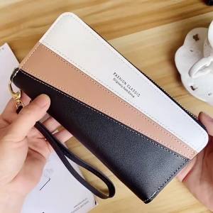 New Womens Wallet Female Wallet Long Multi-Layer Card Clutch Korean Style Stitching Zipper Multifunctional Mobile Phone Bag