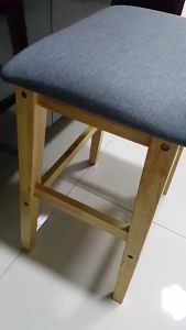 Softloft Peter Standard Stool Height 470mm 47cm Solid Rubber Wood With Cushion Dinning Chair Saddle For Bar Counter Cafe Office Living Home Furniture