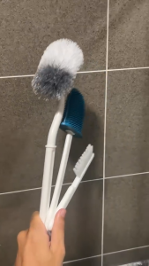 Bộ 3 Cọ Nhà Vệ Sinh Bồn Cầu Bằng Silicon Cao Cấp Cọ Chà Toilet Kèm Khay Dán Tường Tiện Lợi