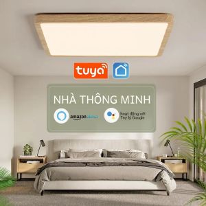 Tuya Thông Minh Đèn Trần 36W Hạt Gỗ Thiết Kế Vuông LED Ánh Sáng Trần Với Alexa Google Điều Khiển Bằng Giọng Nói Cho Nhà