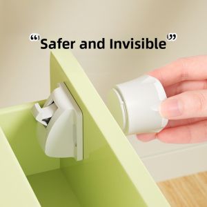 Child Safety Lock Drawer And Cabinet Door Anti-opening Invisible Magnetic Lock No Drilling Required Multi-functional Secure Buckle