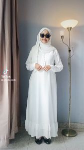 Abaya Raline - Abaya Putih Hitam Polos - Abaya turki -Dress Muslimah Remaja Kekinian Terbaru