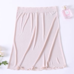 Silk Lined Mini Skirt Womens Summer Anti-Light Protection Thin Silk Base Skirt A-Line High Waist Short Skirt Fashionable