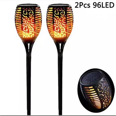 1/2/4Pack 96LED Solar Lights Flame Flickering Torch Outdoor Waterproof Garden Decoration Lawn Path Yard Patio Floor Night Lamp