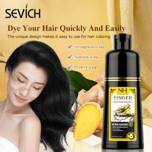 SEVICH Black Color Hair Shampoo Organic Ginger Coconut Oil Essence Darken Black Dye Shampoo 500ml Nature Permanent Black Hair Shampoo