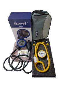 Baxtel APG BLUE Ring Aneroid Sphygmomanometer BP/YELLOW DELUXE Stethoscope