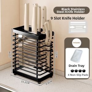 Kitchen Wall-Mounted Cutlery Knife Holder Rack