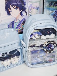 AORDA Large Capacity Backpack Blue School Bag for Junior High Students Anime Doll Bag Soft Nylon Material Casual Leisure Bag