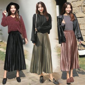 High Waist Mid-Length Silk Velvet Plus Size Skirt for Women Spring Summer Style with Wide Hemline Female Fashion