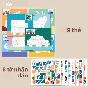 Bộ Sticker Dán Tranh Ghép Hình Cho Trẻ Em Chủ Đề Động Vật & Phương Tiện 8 Mẫu Đồ Dùng Học Tập Sáng Tạo Quà Tặng Cho Tiệc Tùng